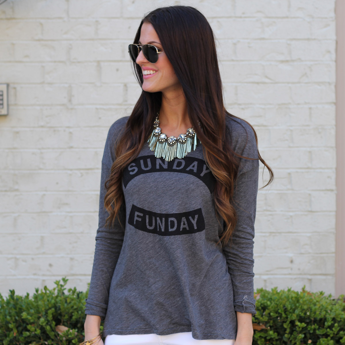Sunday Funday Graphic Top and Statement Necklace