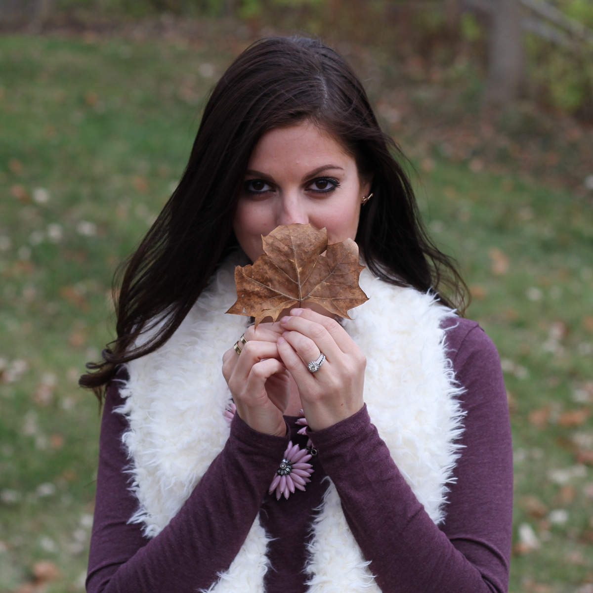 White Fur Vest Burgundy Top