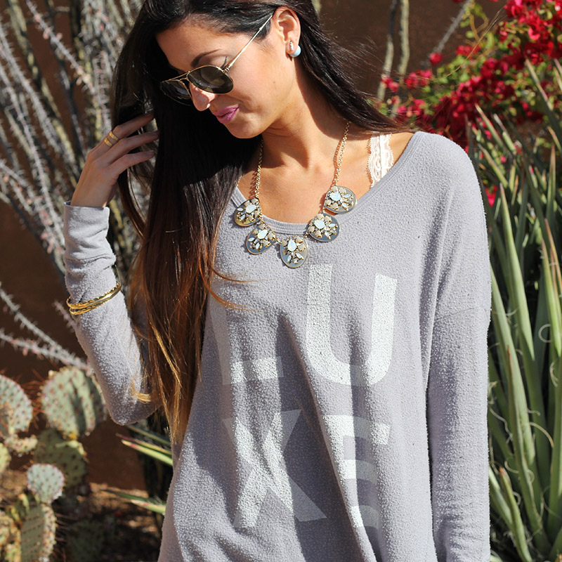 Graphic Top and Statement Necklace