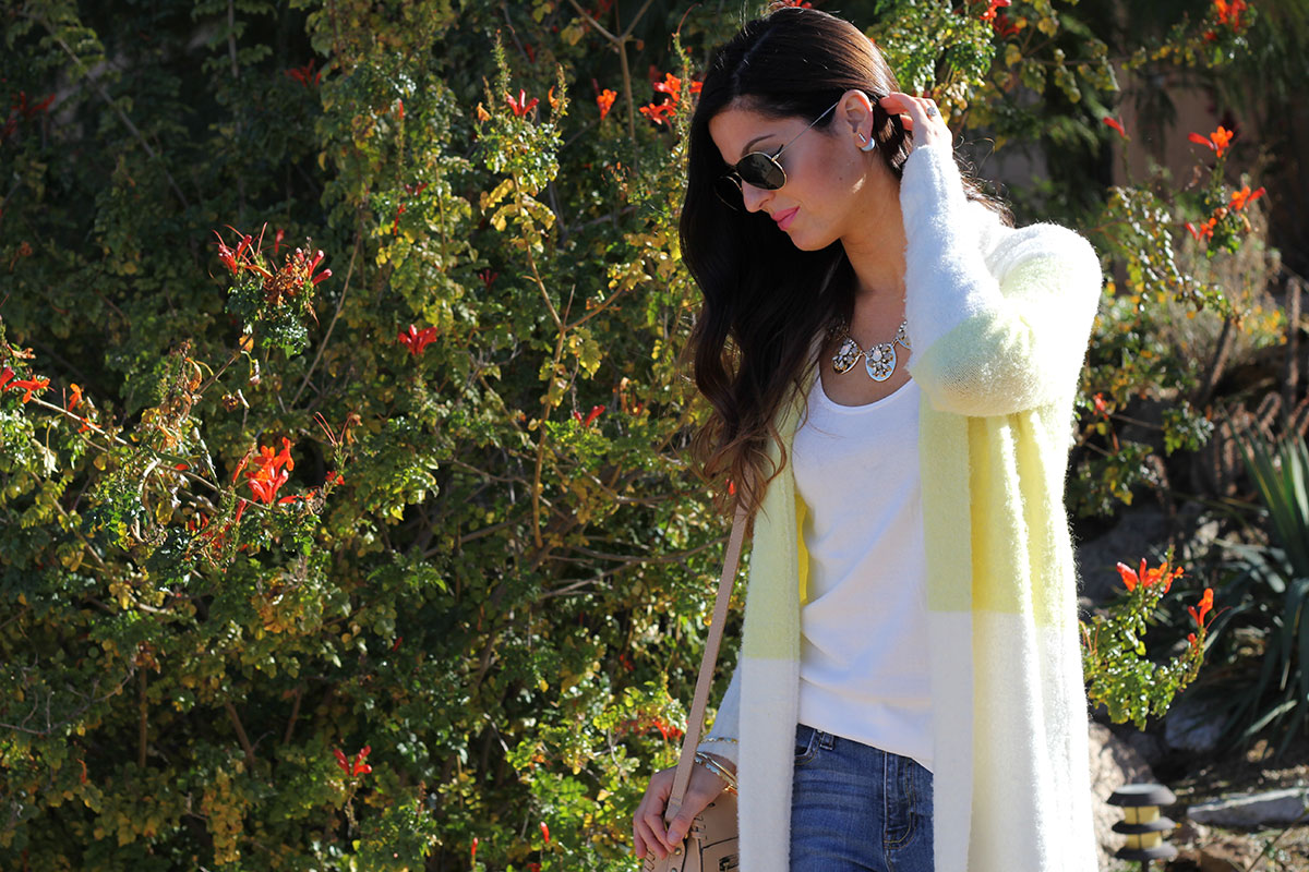 Long Cardigan and Distressed Skinny Jeans