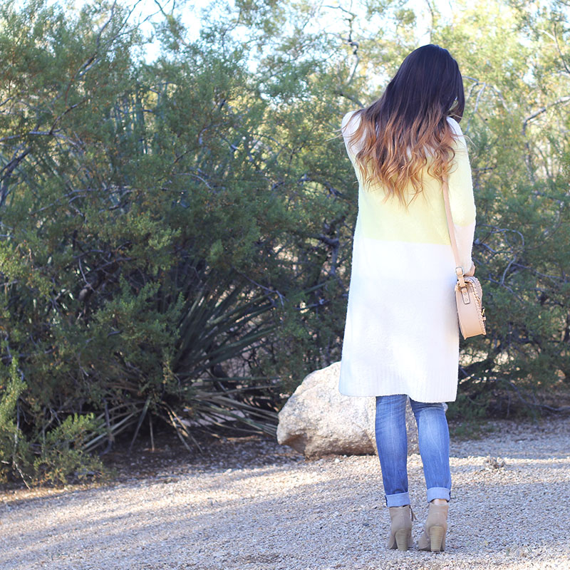 Long Cardigan and Distressed Skinny Jeans