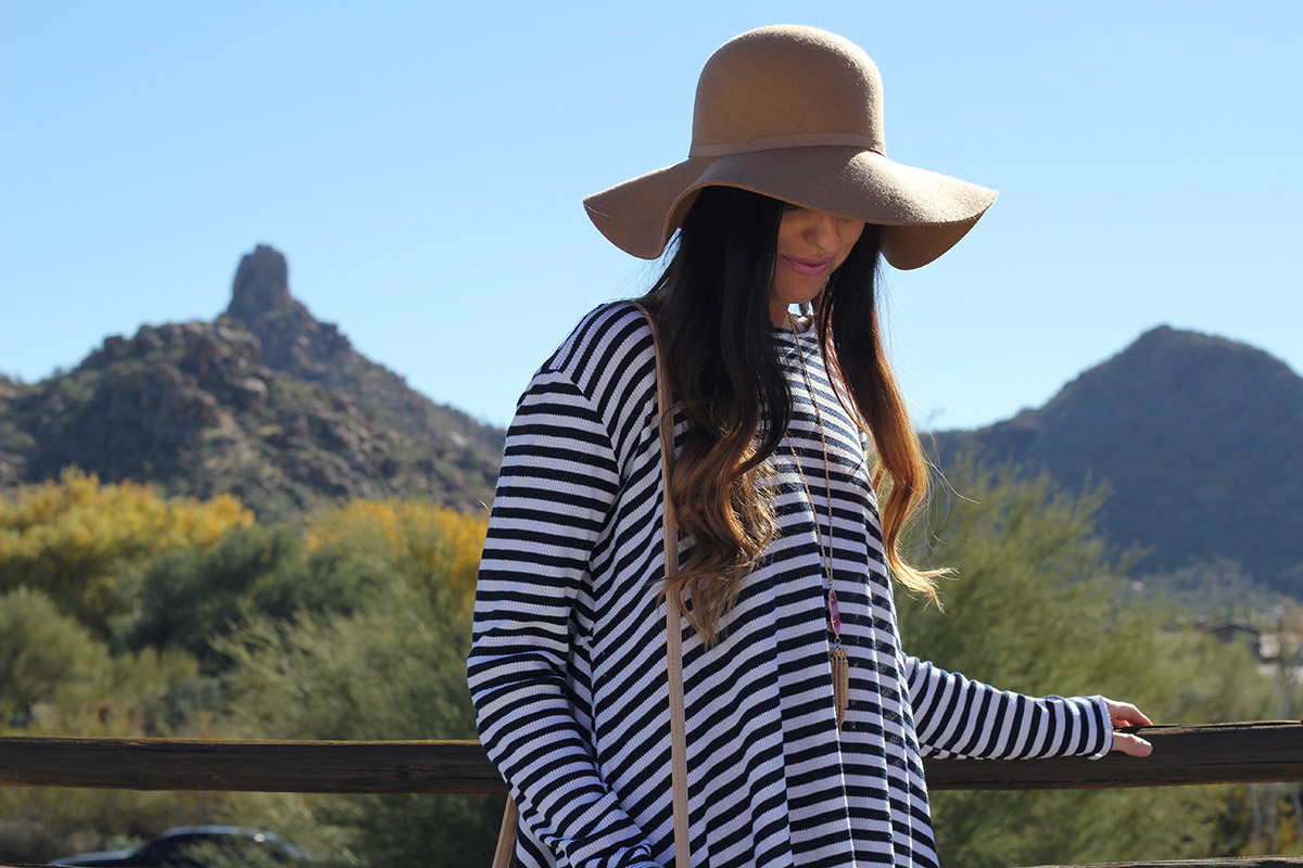 Striped Top and Floppy Hat