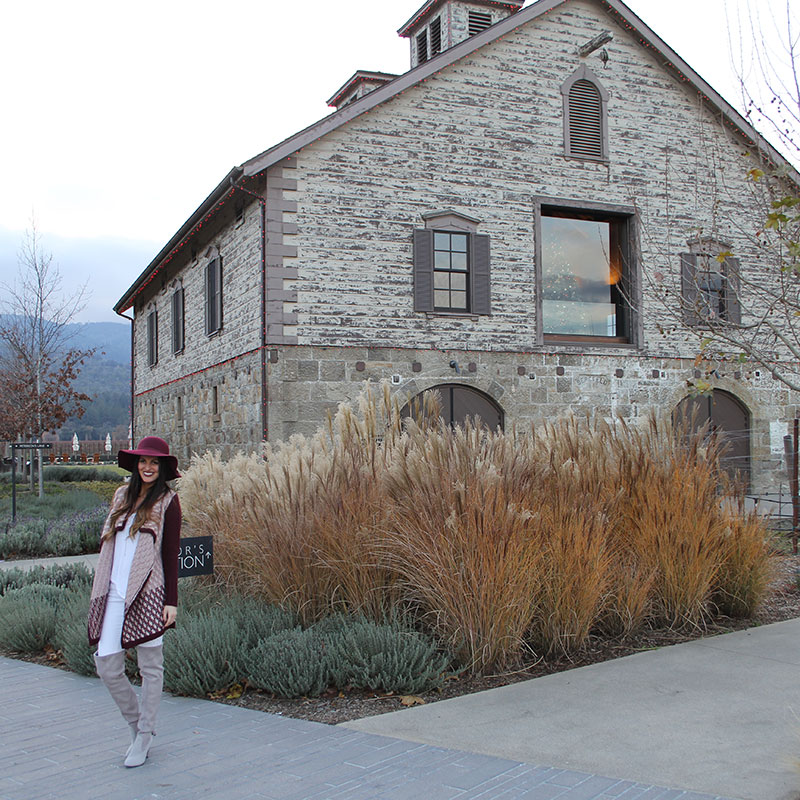 Burgundy Sweater and Floppy Hat and Over the Knee Boots