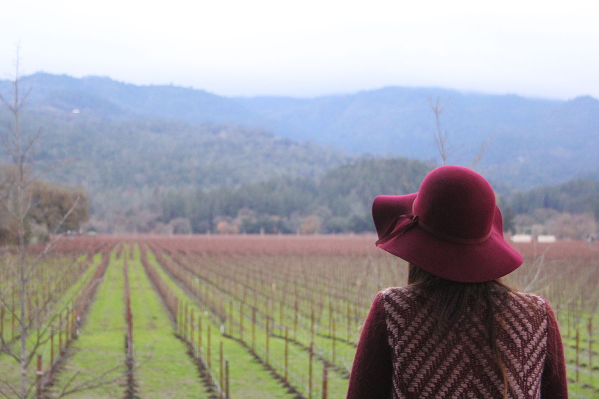 Burgundy Sweater and Floppy Hat