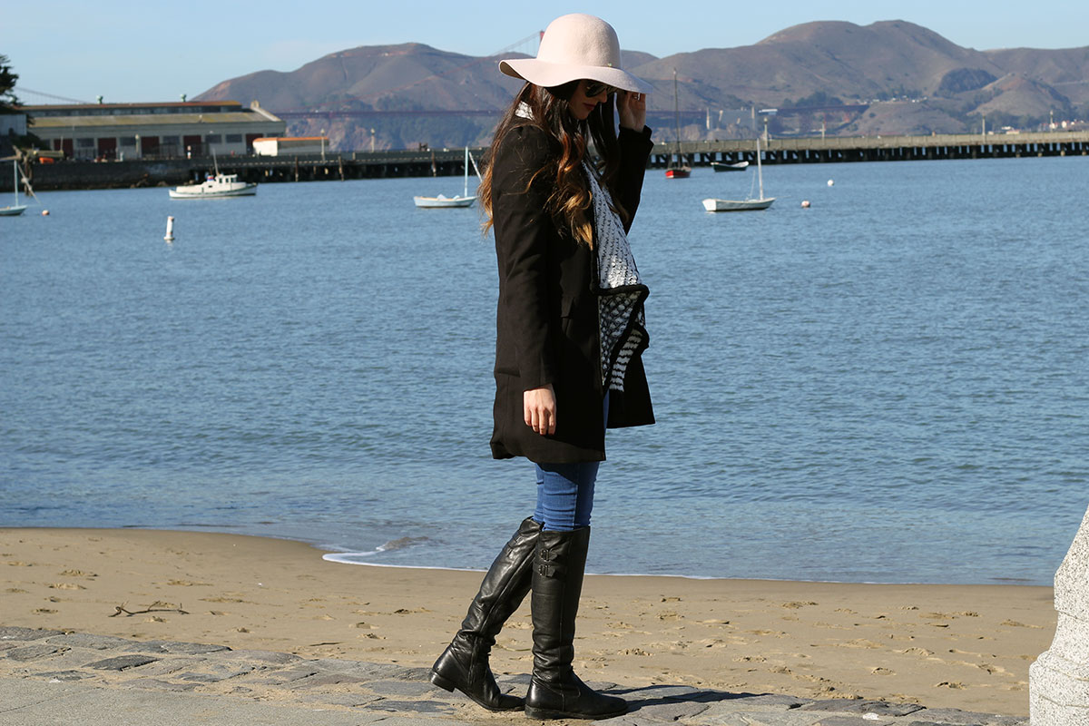 Floppy hat and Black Cardigan