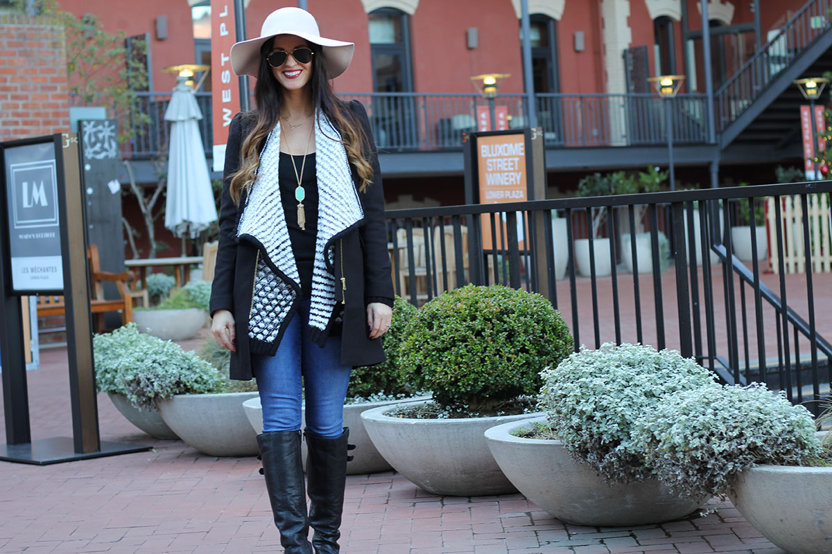 Floppy hat and Black Cardigan