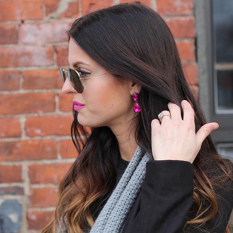 Ray Bans and Pink drop earrings