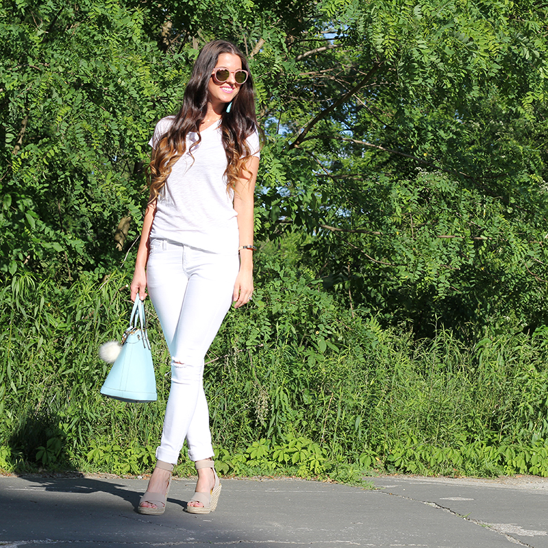 White Distressed Tee and White Distressed Jeans