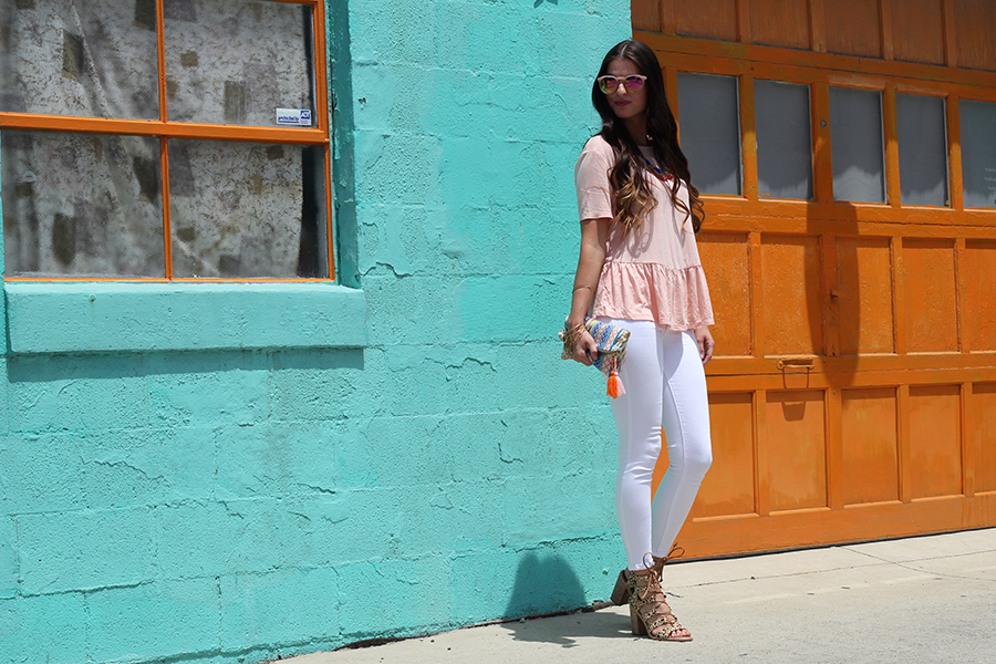 Peplum Top and White Jeans