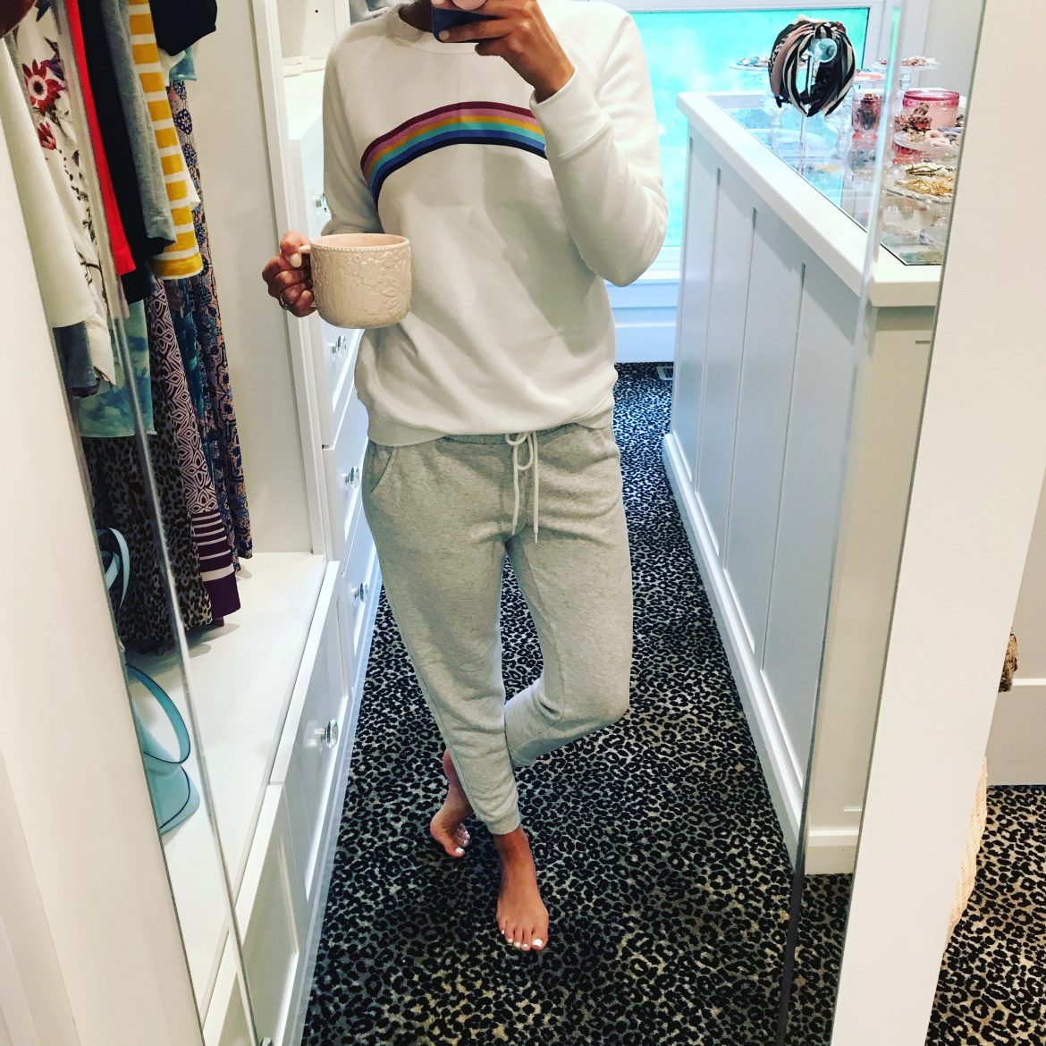 Rainbow Sweatshirt + Grey Joggers