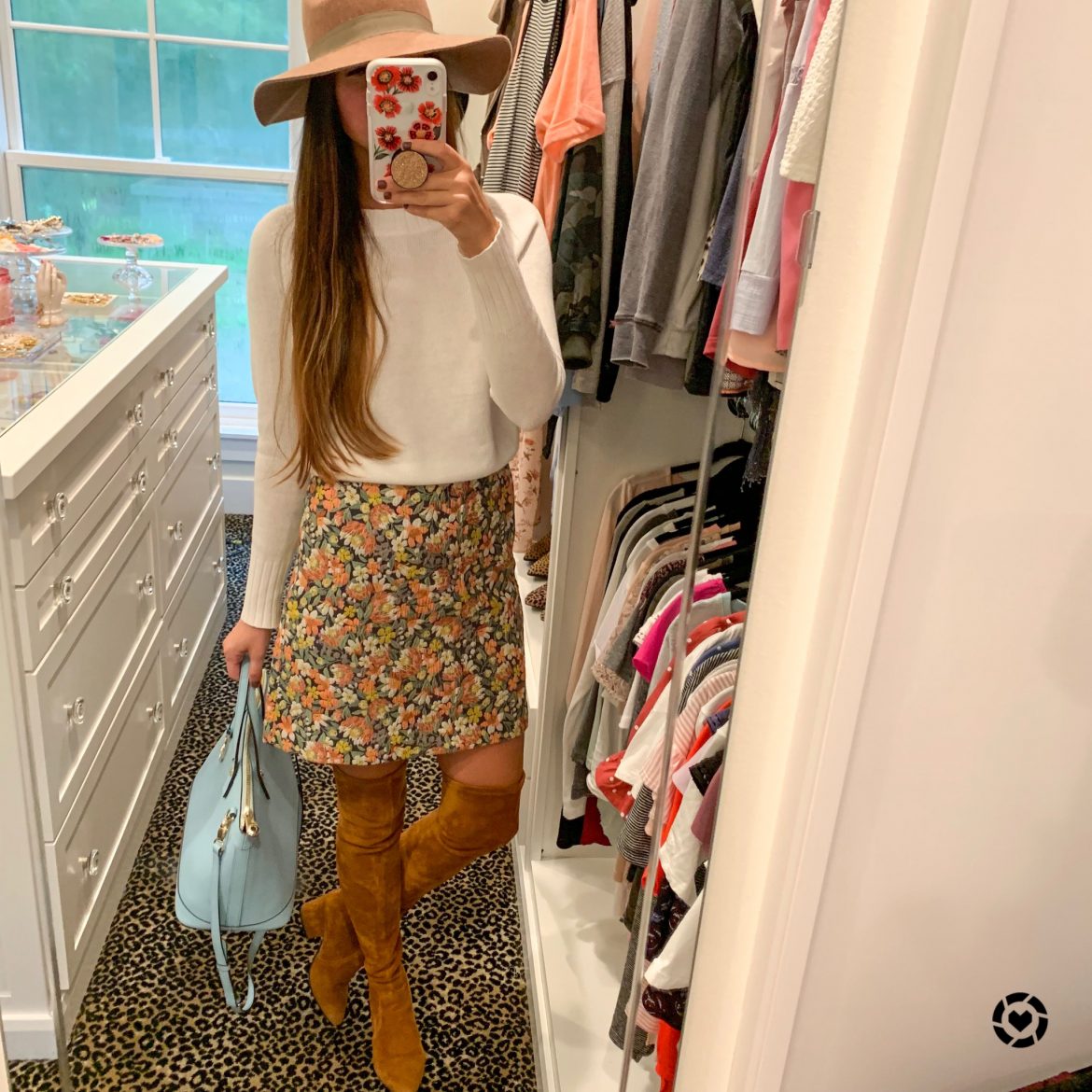 Floral Skirt + OTK Boots