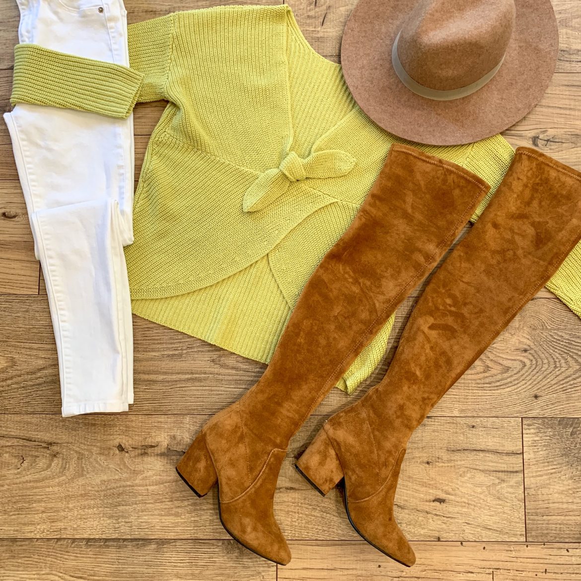 Lime Tie-Back Sweater + OTK Boots