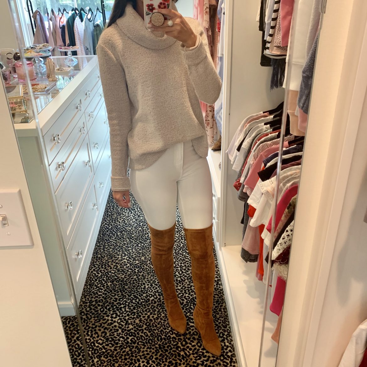 OTK boots + White Jeans