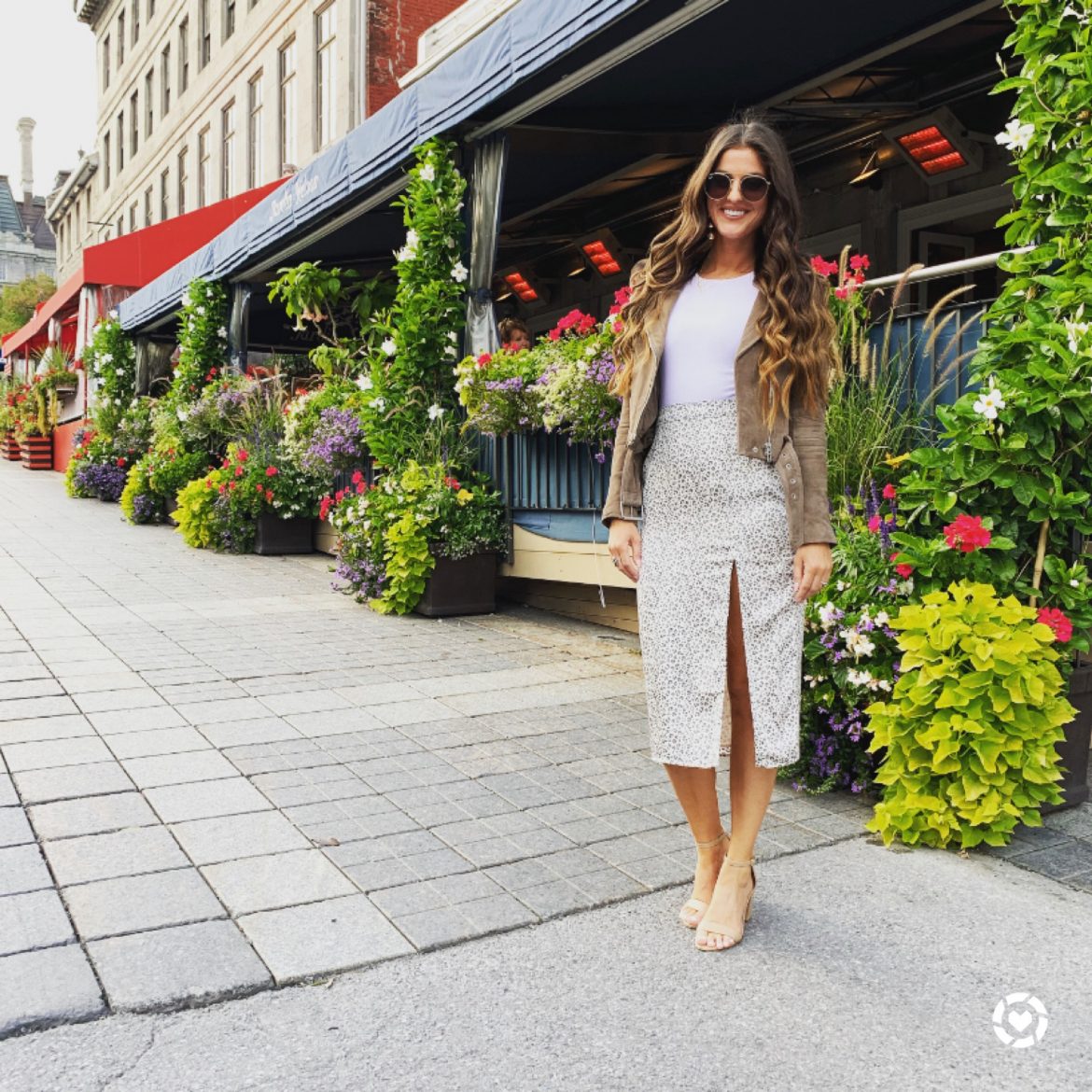 Leopard Midi Skirt + Suede Moto Jacket
