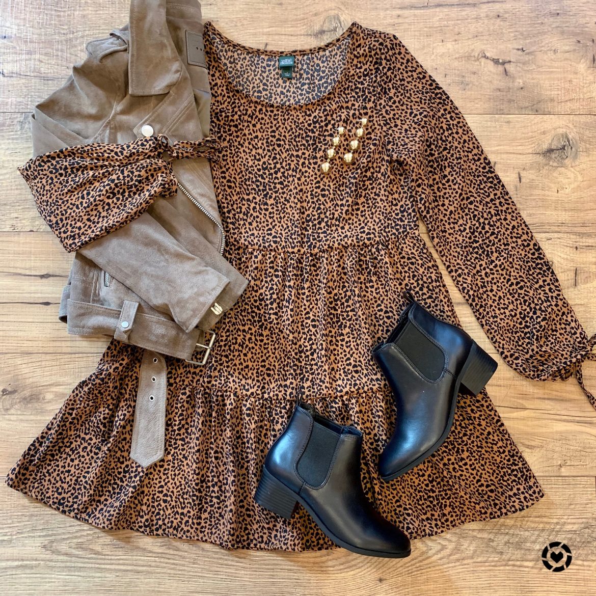 Leopard Tiered Babydoll Dress + Chelsea Boots