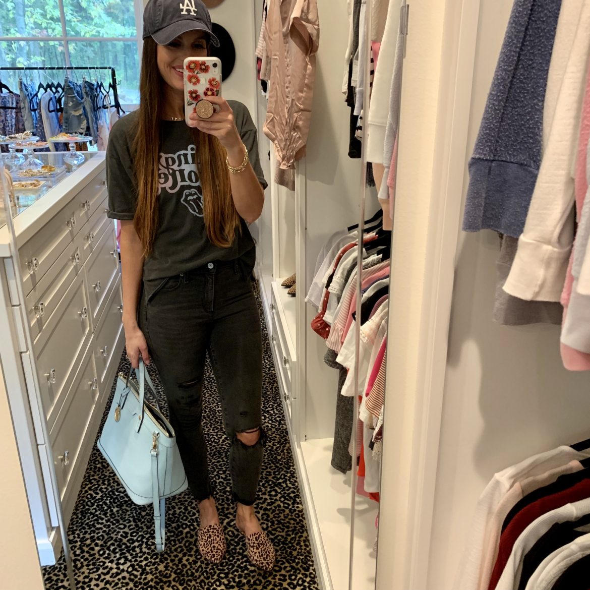 Rolling Stones Tee + Black Distressed Jeans