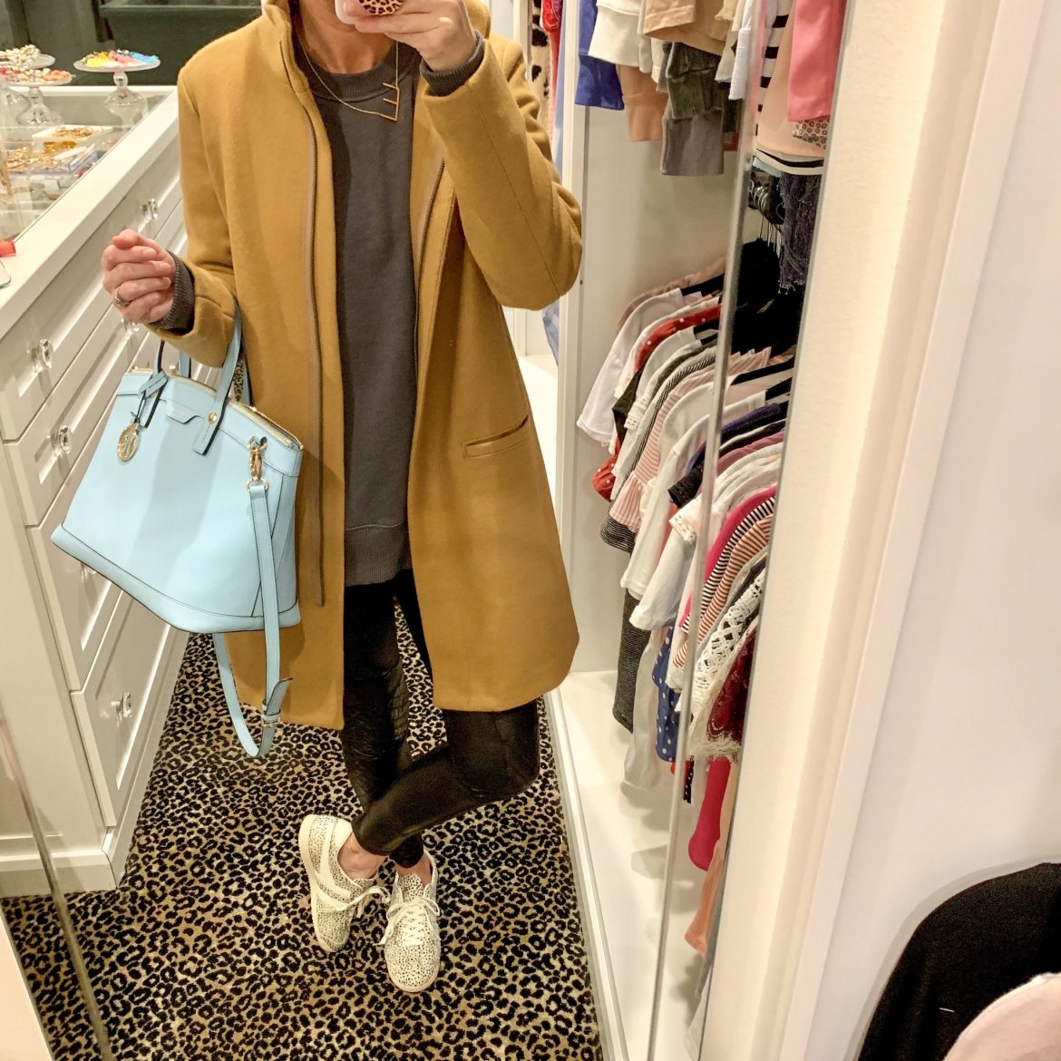 J Crew Coat Dupe + Spanx Quilted Leggings