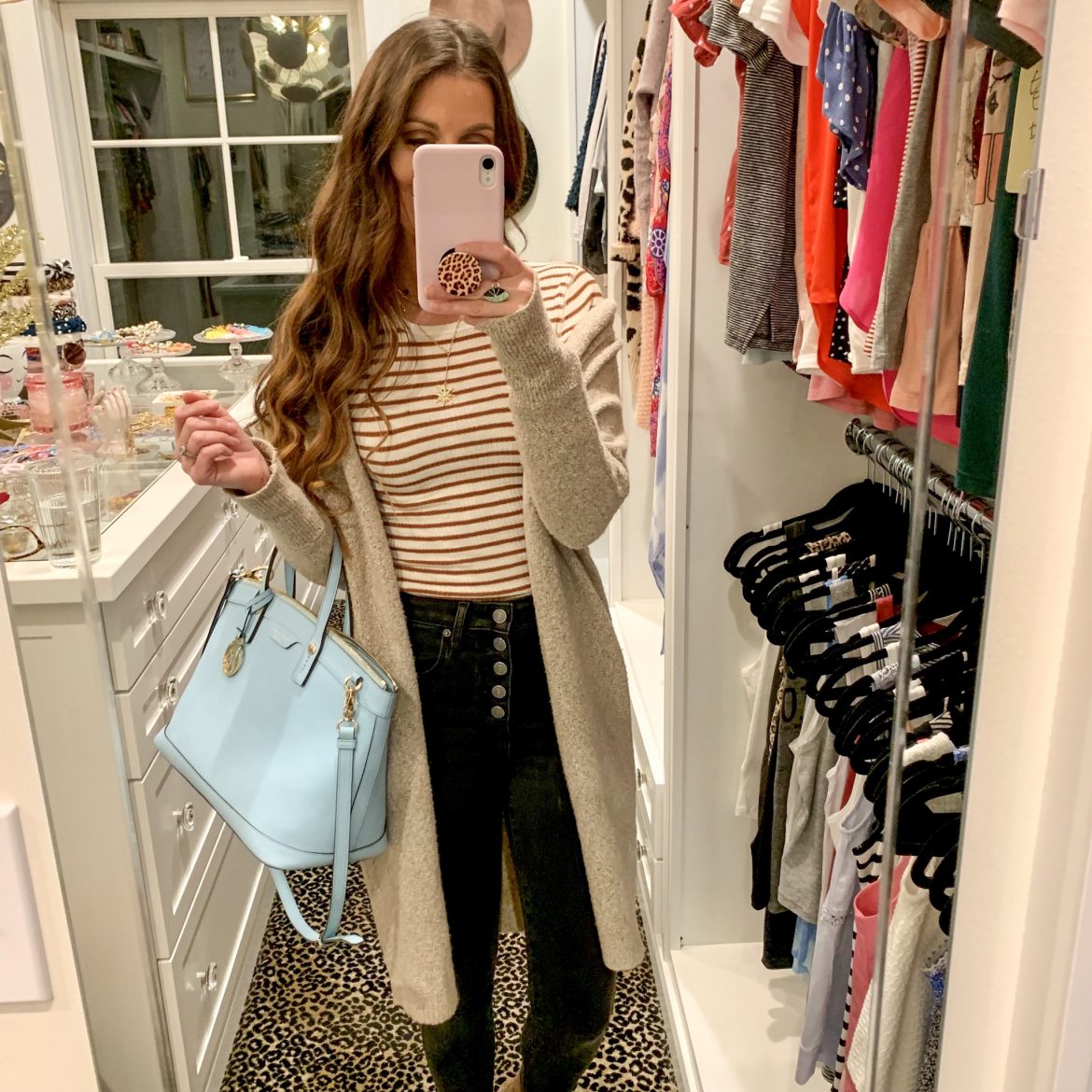 Black High-Waisted Jeans + Striped Top