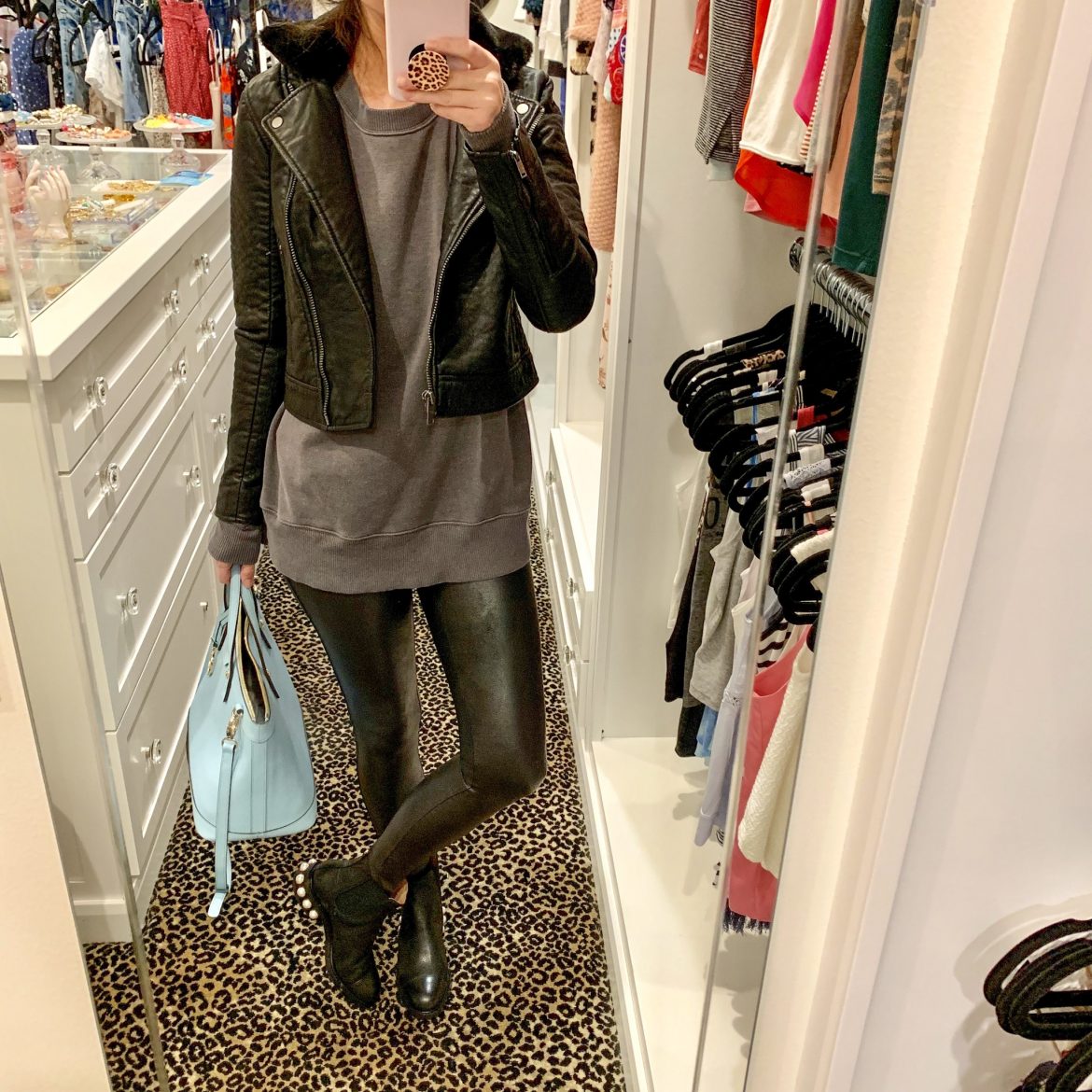 Pearl Detail Booties + Spanx Leggings