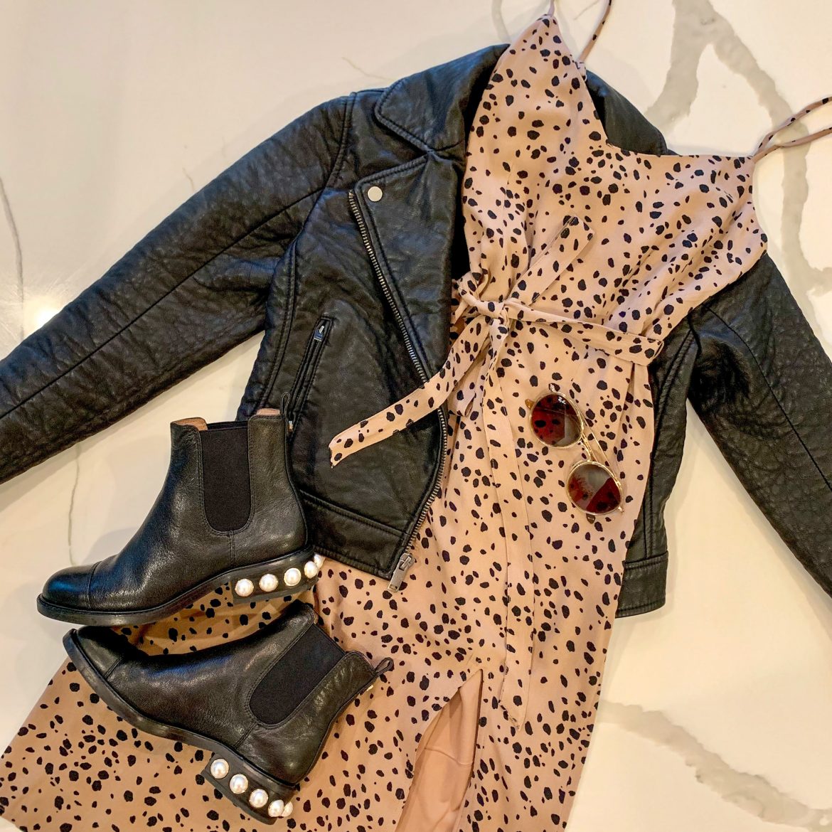 Cami Dress + Faux Leather Jacket